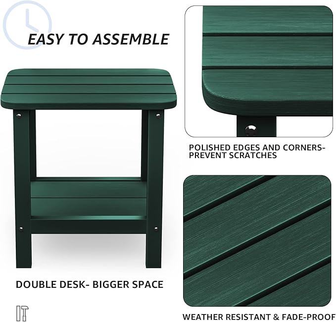 SERWALL Adirondack Table Outdoor Side Table- Green