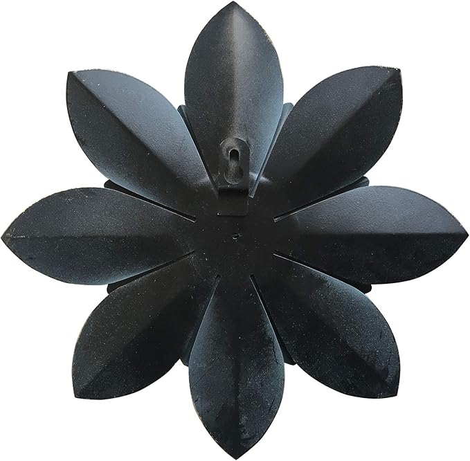 Ocean Blue Metal Flower Wall Art Decor, 9.5“ Rustic Modern Floral Sculpture, Distressed Hanging Home Decoration Accent Artworks for Indoor Bedroom Living Room Office Outdoor Garden Patio