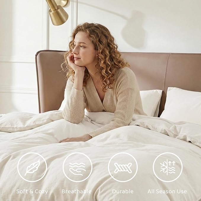 WRENSONGE Full Size Comforter Set- 7 Pieces White Bed in a Bag Full Size Comforter with Fitted Sheet, Flat Sheet, 2 Pillow Shams, 2 Pillowcases, Warm Bedding Sets for All Season