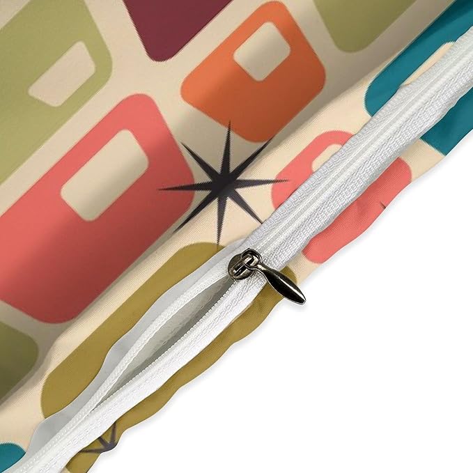 Mid Century Duvet Cover Sets Aesthetic Abstract Geometric Mid Century Retro Printed Lightweight Soft Quilt Cover Minimalist Soft Microfiber 3 Piece (1 Duvet Cover 90x90in + 2 Pillow Sham 20x30in)