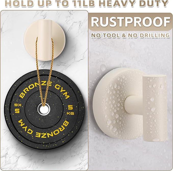 Suction Cup Hooks for Shower - Bathroom Reusable Hooks for Towels, Robes & Loofah - No-Drill Mounting on Kitchen,Walls,Metal,Glass,Mirrors,Tile & Smooth Non-Porous Surfaces (4, Milk White)