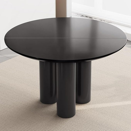 46.06" Round Dining Table for 2-4 Person, Circular Black Kitchen Table, Modern Dining Room Table for Kitchen, Living Room, Bar, Space Saving, Table Only
