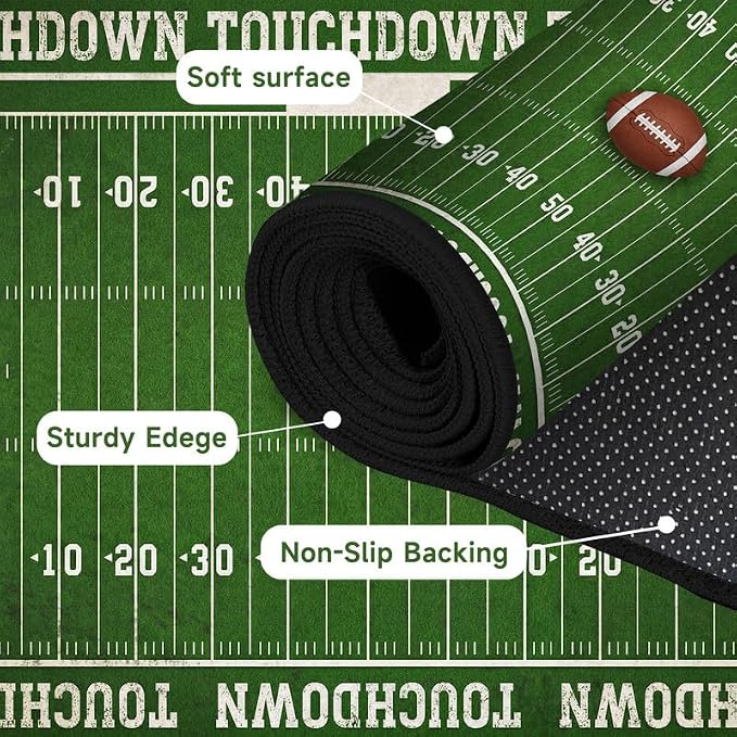 3'x5' Football Field Area Rug Sports Themed Carpet for Nursery Bedroom Playroom Classroom Entryway Living Room Home Decor Non Slip Washable Game Room Play Mat