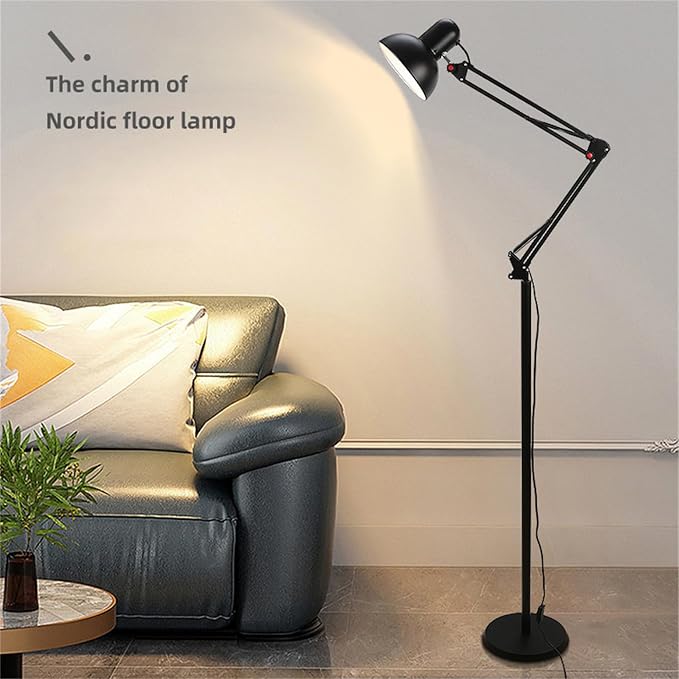 Floor lamp with Table Metal Swing Arm Floor Lamp Adjustable Architect Reading Lamp Tall Pole Standing Lamp with Heavy Duty Base for Living Room Bedroom Study Room Office