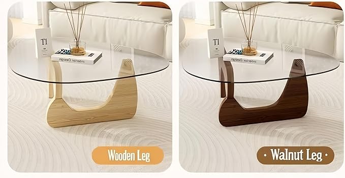 Modern Glass Coffee Table for Living Room, Small mid Century Coffee Table, Stylish Coffee Tables Suitable for Bedroom Living Room Reception Office Tables (Walnut, Large)