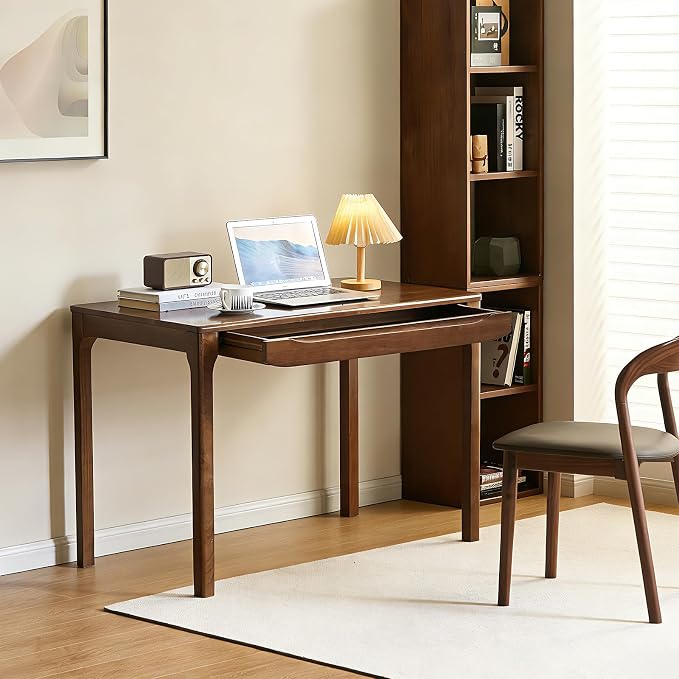 Widen Solid Wood Desk with Drawers,39"X24" Wood Writing Desk for Small Space,Student Computer PC Desks,Home Desks for Work,Gaming Study Desk for Bedroom Escritorios Desk Table (Walnut, 39“)