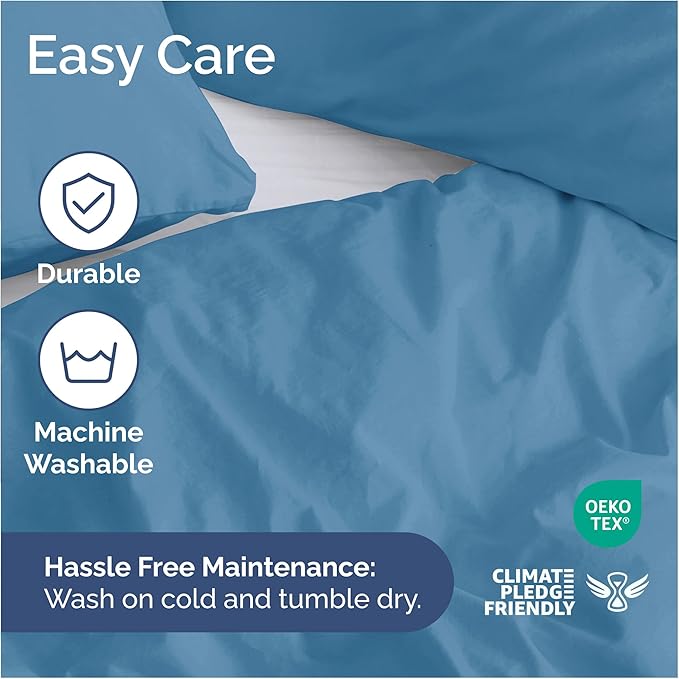 Duvet Cover King Size - Extra Soft King Size Duvet Cover - Lightweight & Breathable - Easy Care & Fade Free with Zipper Closures & Ties - 104" x 90" Inches - (Denim Blue) Comforter Not Included