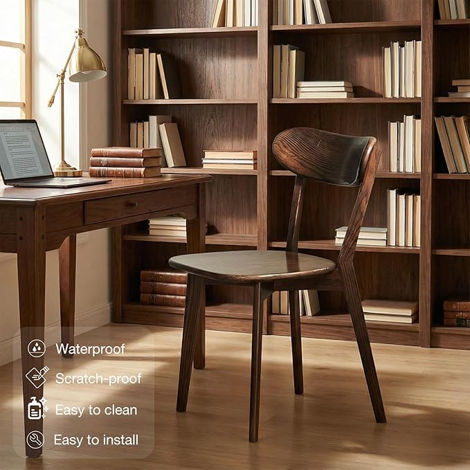 100% Solid Wood Dining Chairs Set of 4 - Practical Kitchen Chairs - Wood Dining Chair for Dining Room, Kitchen (Walnut)