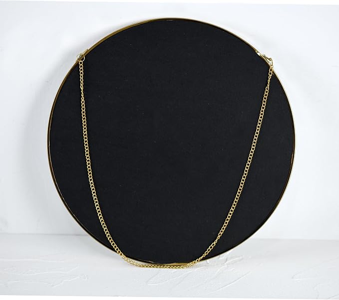 11.8-inch Modern Round Wall Mirror with Metal Frame and Hanging Chain, Suitable for Entryway, Hallway, or Bathroom Small Gold Metal Frame Mirror (Gold, 11.8 inch)