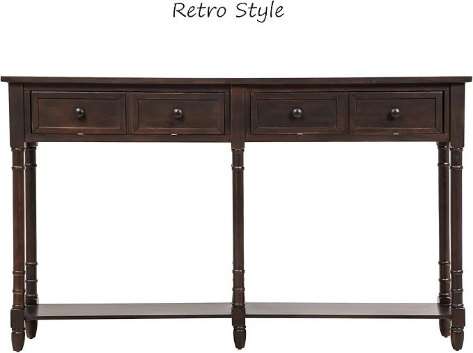 Merax Retro Console Table Sofa Table for Entryway with Drawers and Shelf Living Room Table (Espresso)