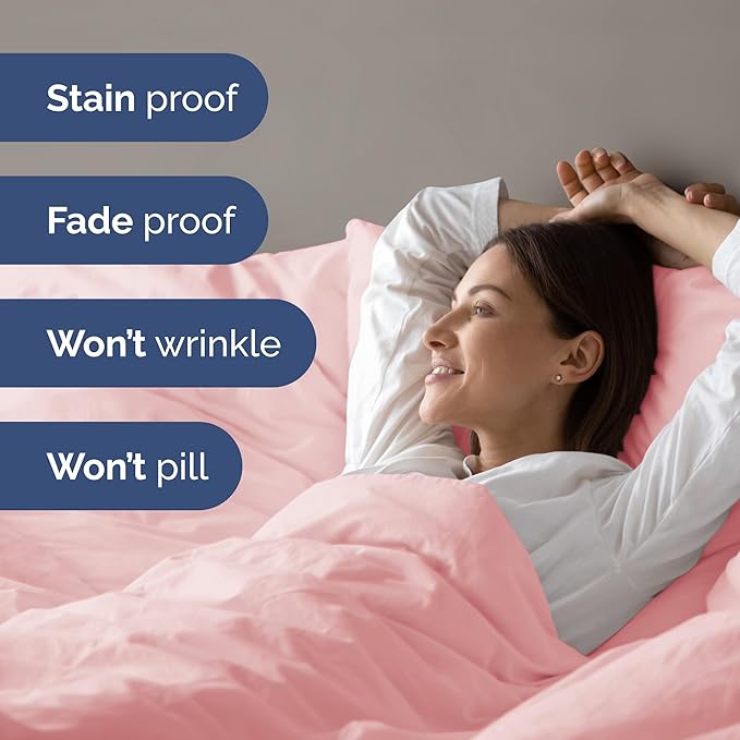 Duvet Cover Queen Size - Extra Soft Queen Size Duvet Cover - Lightweight & Breathable - Easy Care & Fade Free with Zipper Closures & Ties - 90" x 90" Inches - (Baby Pink) Comforter Not Included