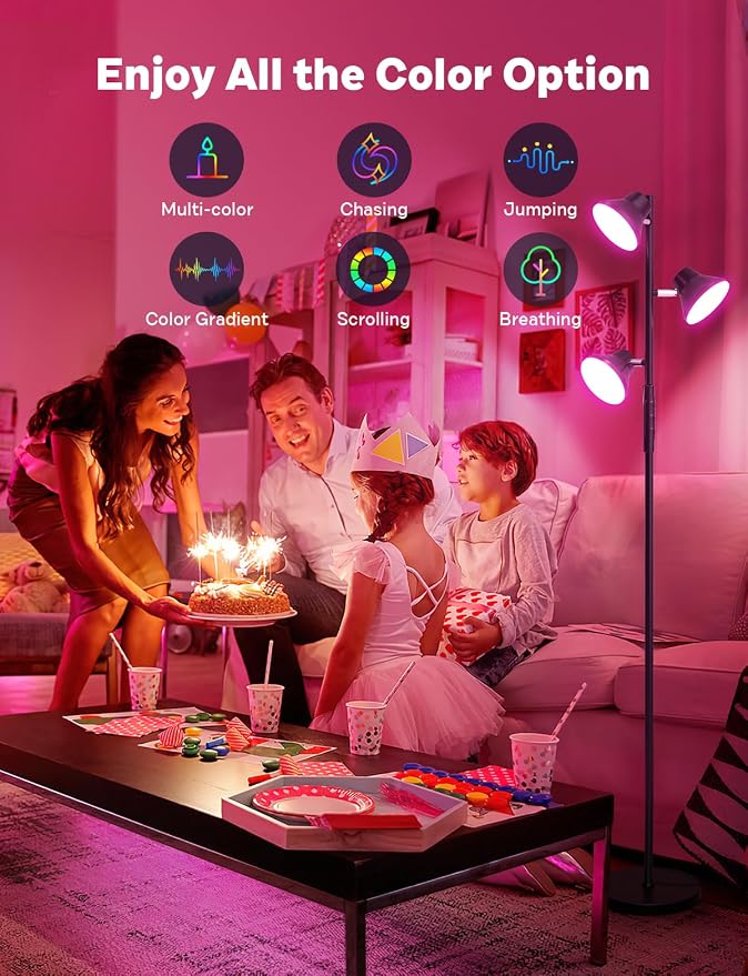SIBRILLE RGBCW Floor Lamp, 36W Bright Color Changing Lamp, Modern Stepless Dimmable LED RGB Floor Lamp with Remote & Touch Control, Standing Lamp for Living Room, Game Room, Bedroom
