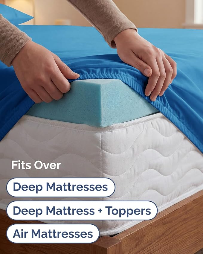 Extra Deep Twin XL Sheet Set - 4 Piece College Dorm Bed Sheets Set with Extra Deep Pockets - Ultra-Soft, Comfy & Breathable Bedding for Women, Men, Kids & Teens - Wrinkle & Fade Resistant - Royal Blue