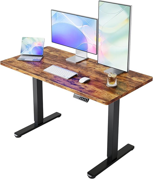 HUANUO Electric Standing Desk, 40 x 24 Inch Height Adjustable Computer Desk with Storage Bag, 4 Height Memory Settings, Sit Stand Up Desk for Home Office, Rustic Brown