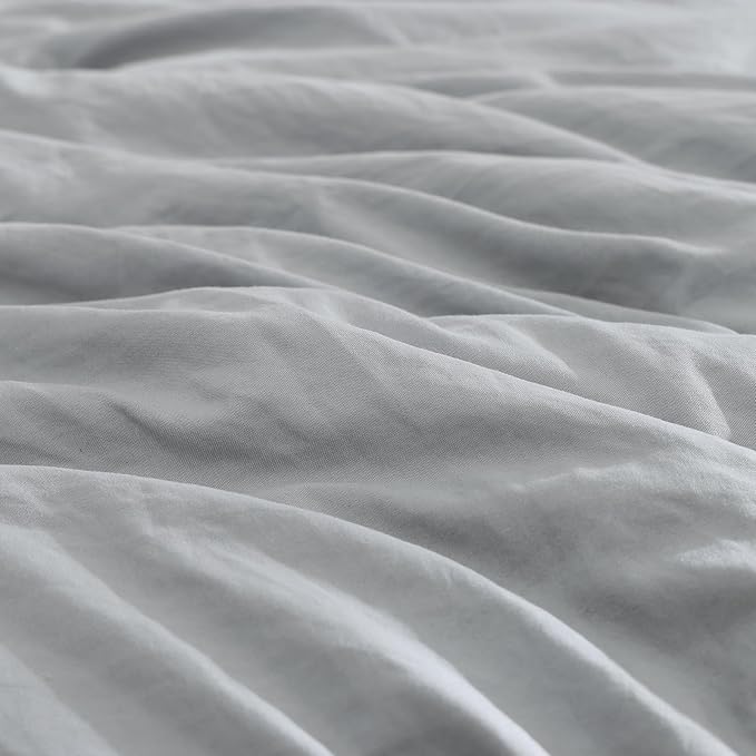 WRENSONGE Queen Comforter Set- 7 Pieces Soft Light Grey Bed in a Bag Queen with Fitted Sheet, Flat Sheet, 2 Pillow Shams, and 2 Pillowcases- Warm Bed Set for All Season