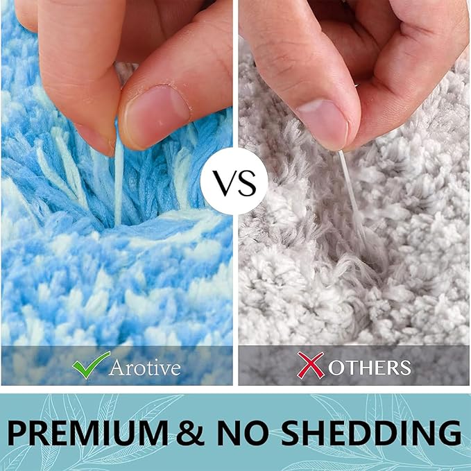 Arotive Microfiber Bathroom Rugs, Shaggy Soft and Absorbent Bath Rug, Non-Slip, Thick Plush Machine Washable Dry Bath Mats for Bathroom, Tub and Shower, 24x16, Light Royal Blue, Rectangular