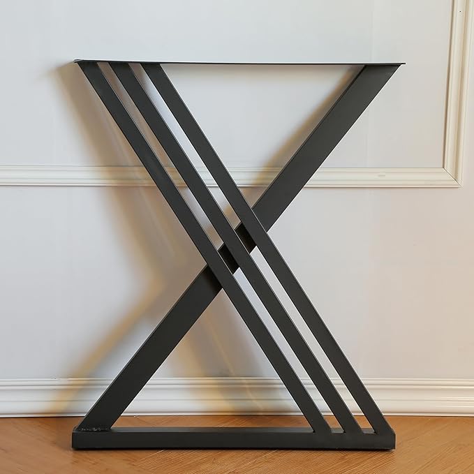 Metal Table Legs, Triangle Shape Industrial/Modern Heavy Duty Dining Table Legs Set of 2 (28.3'H 23.6'W)