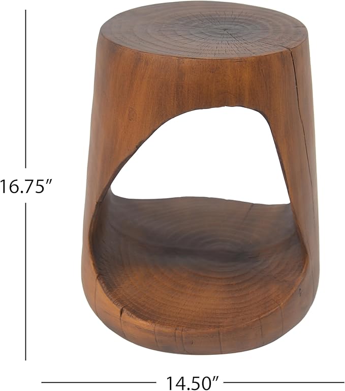 ø14.5'' Side Table End Table for Living Room, Modern Retro Farmhouse Countryside Style, Magnesium Oxide Material for Indoor & Outdoor, No Assembly, Wood Grain, Antique Brown