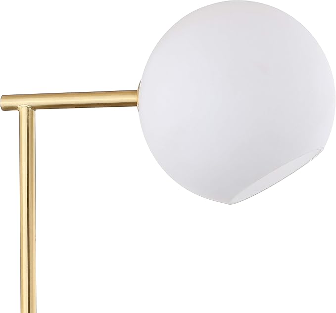 JONATHAN Y JYL1000A 20.5" Modern Gold Table Lamp with White Marble Base and Frosted Glass Globe, Contemporary Bedside Nightstand Lamp for Bedroom, Living Room, Office, LED Bulb Included
