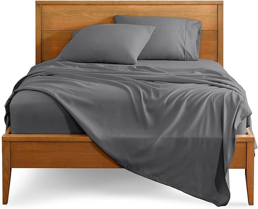 Bare Home California King Sheet Set - 1800 Ultra-Soft Microfiber Cal King Bed Sheets - Double Brushed - Deep Pockets - Easy Fit - 4 Piece Set - Bed Sheets (California King, Grey)