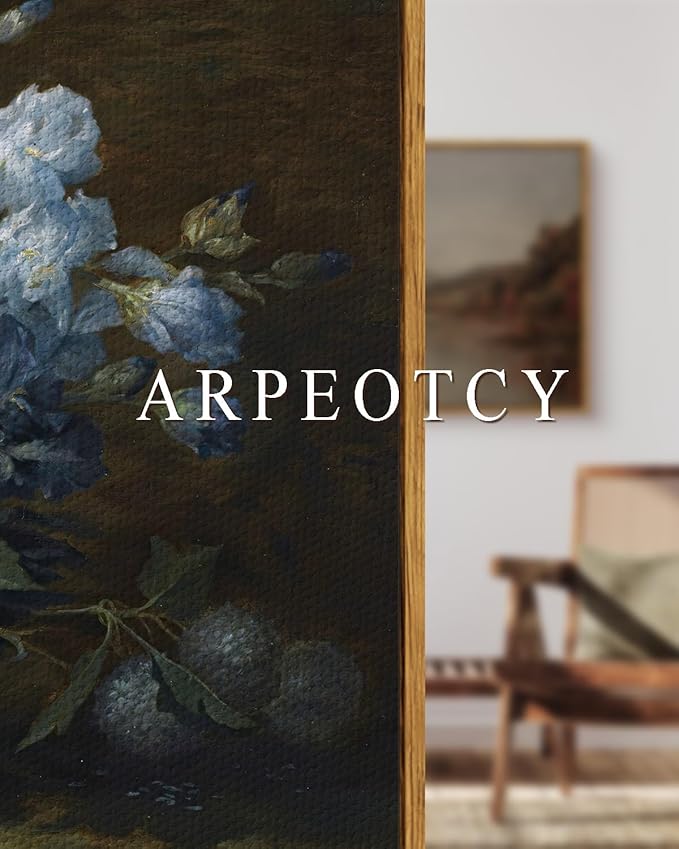 ARPEOTCY Vintage Framed Canvas Wall Art, Bathroom Floral Hydrangea Peonies Pictures Retro Wall Decor, Large Prints, Bedroom Living Room Flower Paintings Farmhouse Moody Artwork, 20x30 Inch