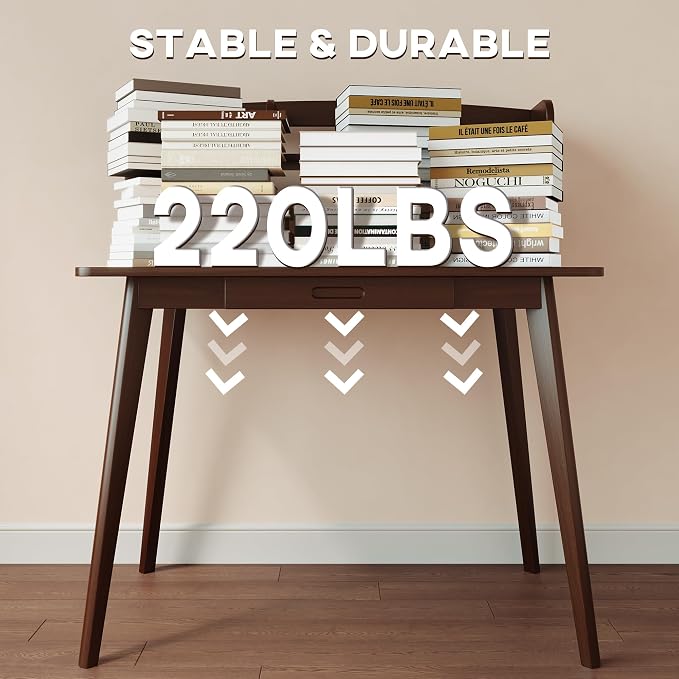 IOTXY Small Writing Desk with Hutch - 31.5" Work Computer Study Table with Drawer for Home and Office, Black Walnut