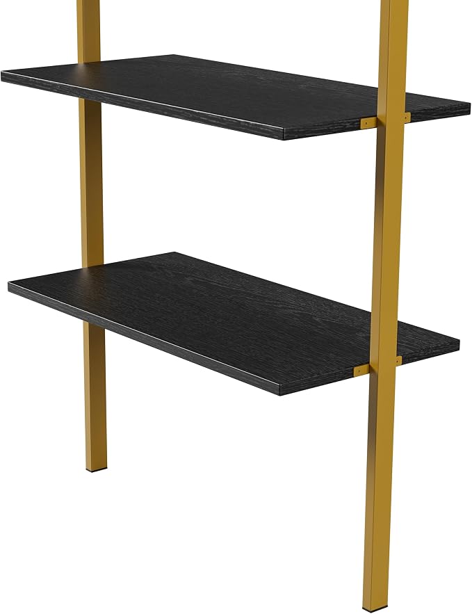 Modern Trapezoid Open Shelving Unit - 5-Tier, Wall-Mounted, High-Strength MDF & Metal