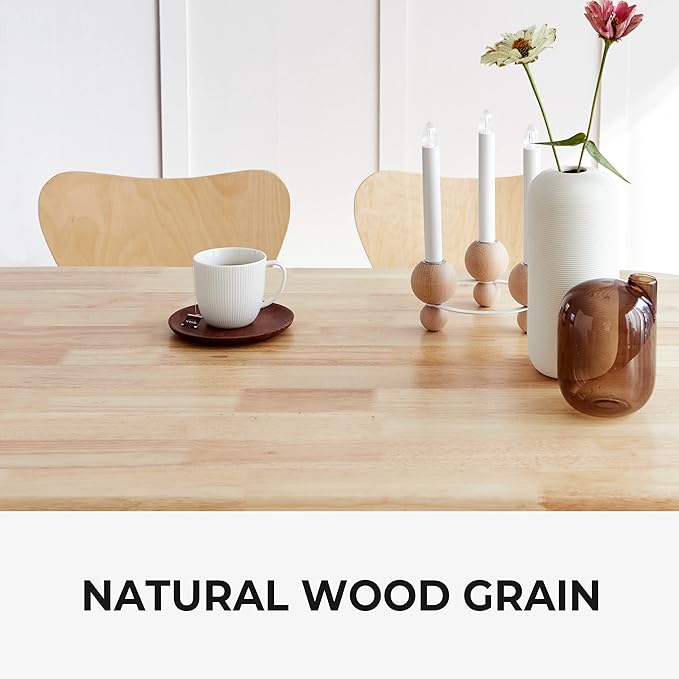 Livinia Canberra 47.2" Rectangular Wooden Dining Table/Mid Century Modern Malaysian Oak Kitchen Table (Natural-White) Table Only
