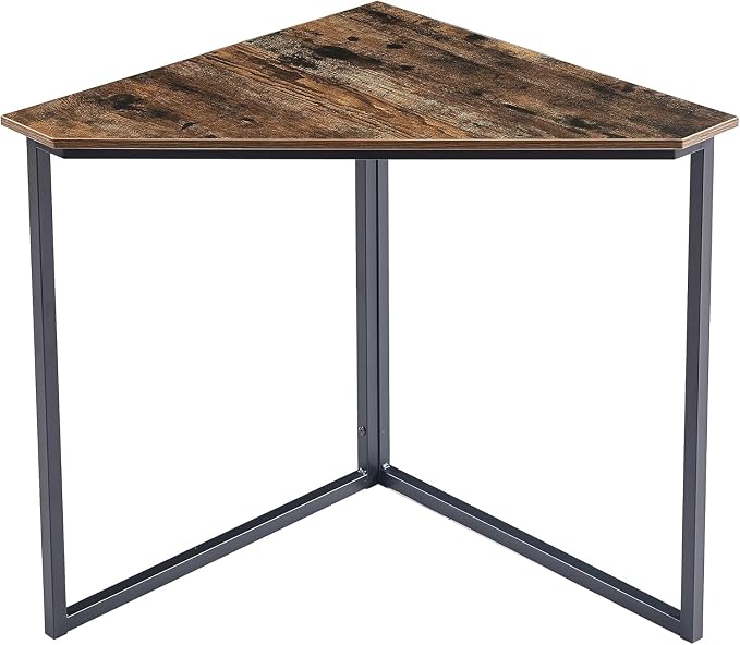 VECELO Ϲоrnеr Desk, Corner Tables for Living Room for Small Space Triangle Computer Desk with Steel Frame Ϲоrnеr Shelves with Metal Frame Ϲоrnеr Writing Desk for Workstation Retro Brown 33.1"