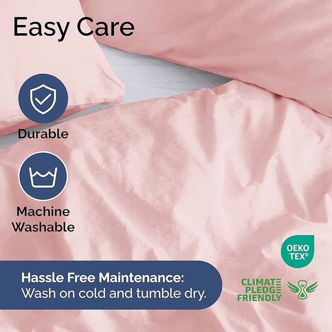 Duvet Cover Queen Size - Extra Soft Queen Size Duvet Cover - Lightweight & Breathable - Easy Care & Fade Free with Zipper Closures & Ties - 90" x 90" Inches - (Baby Pink) Comforter Not Included