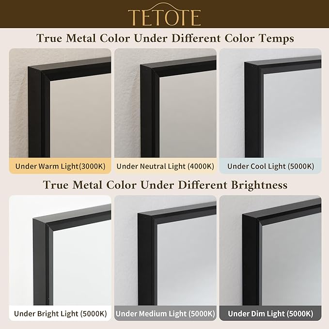 TETOTE Black Bathroom Mirror for Over Sink 55" x 36" Large Matte Black Beveled Metal Framed Rectangular Vanity Mirror for Bathroom, Bedroom, Entryway, Living Room, Tempered Glass, Shatterproof