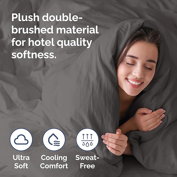 Duvet Cover Cal King Size - Extra Soft Cal King Size Duvet Cover - Lightweight, Breathable, Easy Care & Fade Free w/Zipper Closures & Ties - 104" x 98" Inches - (Dark Grey) Comforter Not Included