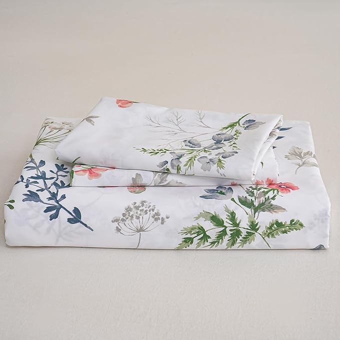 Floral King Duvet Cover, 100% Cotton 3 Pieces Floral Bedding Sets with Zipper Closure Vintage Style Garden Comforter Cover, Soft Breathable, Lightweight
