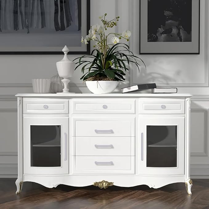 Lardmon 10 Pack Matte White Modern Cabinet Pulls 3.75 Inch(96mm) Hole Center Timeless Drawer Pulls Vanity Pulls Classic Solid Kitchen Cabinet Handles Hardware for Dresser