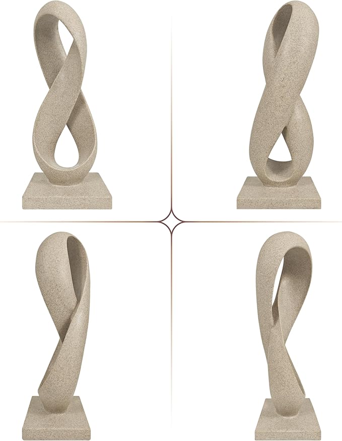 SIMON'S SHOP Modern Minimalist Abstract Sculpture, 14.5'' Tall Figure Eight Infinity Statue, Resin Hand Crafted Accent Décor for Home Office Tabletop Shelf Mantel