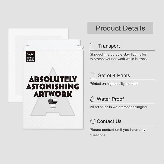 SIGNWIN Poster Set Black & White Saguaro Southwest Desert Tropical Cactus Floral Botanical Photography Modern Art Decorative Scenic Multicolor Nature Wilderness for Bedroom - 12"x16"x4