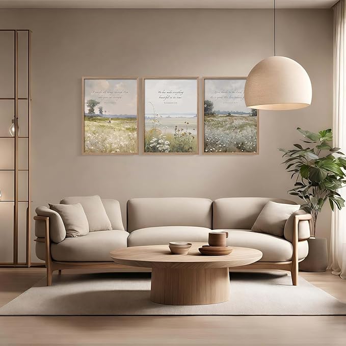 3Pcs Framed Bible Verse flowers Canvas Wall Art Botanical Inspirational Prints Religion Christian Gallery Posters Home Decor Living Room Bedroom Church Prayer Room 16x24 Inch Ready to Hang