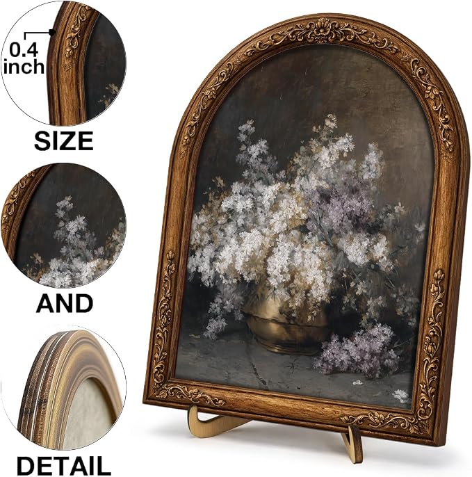 French Country Floral Wall Art Sign for Home Decor, Vintage Flower Arch Wooden Tabletop Plaque, Elegant Farmhouse Shelf Accent, 8x10 Inch