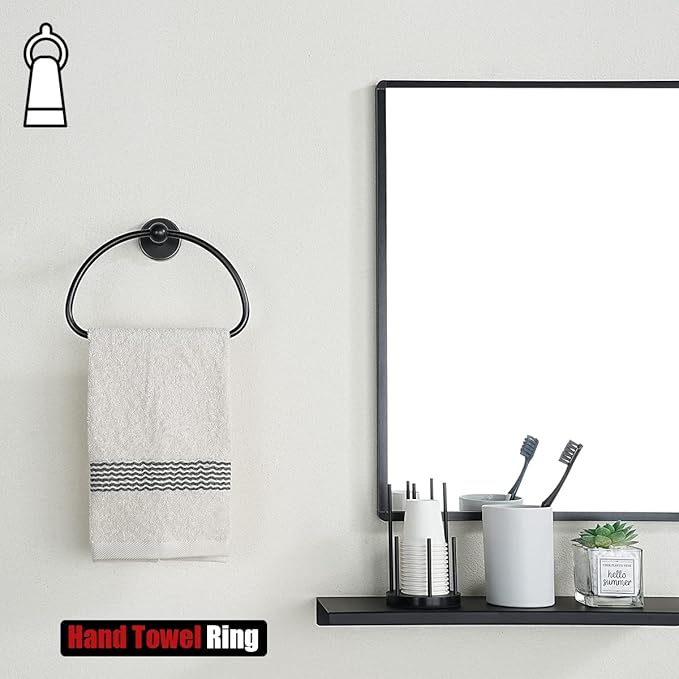 JQK Towel Ring Oil Rubbed Bronze, Stainless Steel Half Ring Towel Holder for Bathroom, 7 Inch ORB Wall Mount, TR160-ORB