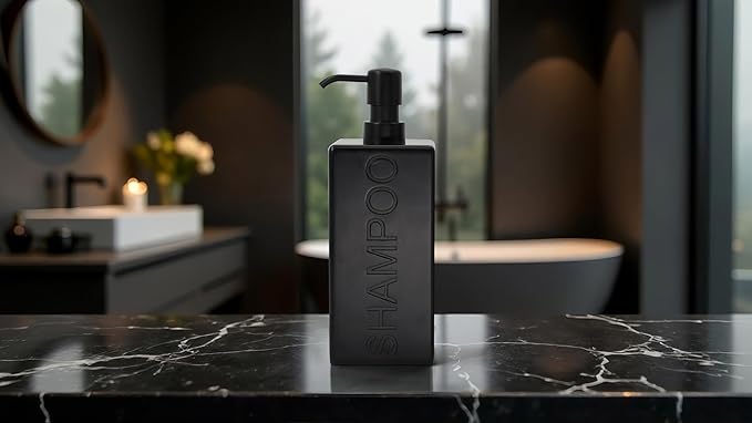 Rectangular Resin Dispenser Premium Bathroom Shampoo Conditioner Body Wash Bottle Modern Refillable Pump Design