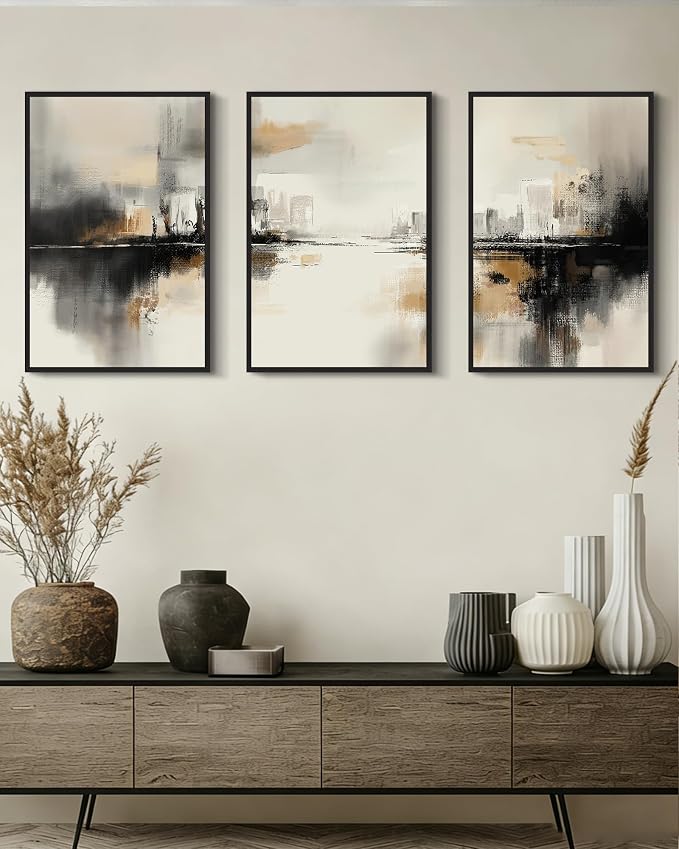 Drsoum Boho Plant Wall Art Framed Bohemian Wall Decor Abstract Geometry Artwork Hallway Bedroom Home Office Prints Ready to Hang 16x24in Black Framed