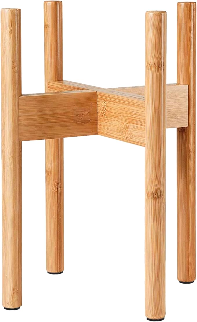 Plant Stand Indoor - Corner, Table and Floor Planter Holder - Adjustable, Durable Bamboo Wood - Fits 8, 10, 12-inch Dia Small, Mid-Large, Tall or Short Pot Sizes