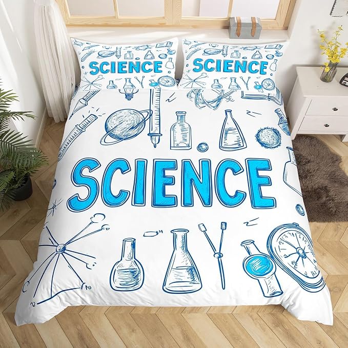 Erosebridal Science Students Duvet Cover Set Chemical Equation Queen Bedding Sets for Preteen Boys Girls | Students School Study Comforter Cover Back to School Supplies Bed Sets, Room Decor Aesthetic
