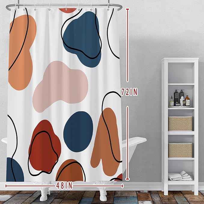 Baocicoo Abstract Bohemian Shower Curtain Pink Red Orange Texture Modern Striped Fashion Minimalism Shower Curtains for Hotel Spa Home Bathtubs Bath Waterproof Fabric with Hooks 48x72 Inches