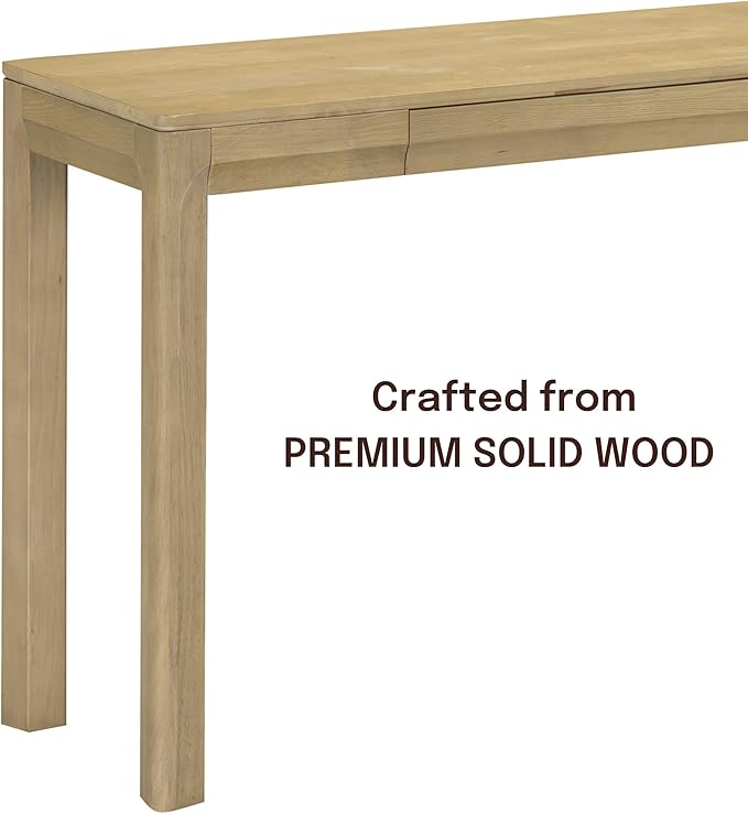 NTC Flow 47-Inch Console Table, Modern Solid Wood Entryway Table with Hidden Drawer, Waterproof & Heat Resistant, Narrow Table for Hallway, Living Room & Foyer, Sand
