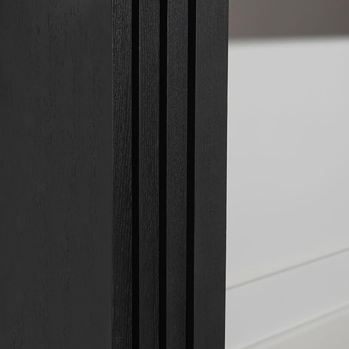 Wood Console Table, 58" Modern Minimalist Long Sofa Table Behind Couch with Uniquely Curved Legs and Engineered Wood Finish for Hallway Entryway Living Room Entrance, Black