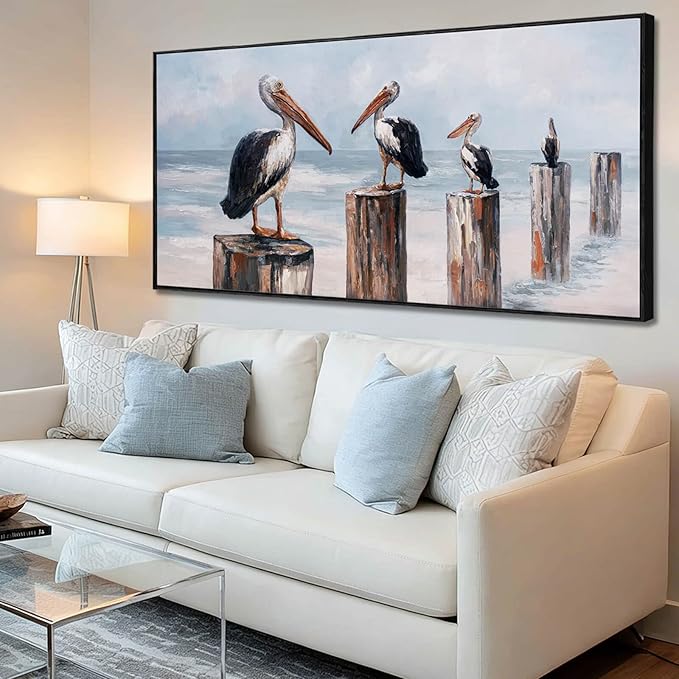 Bird Wall Decor Nature Canvas Prints Neutral Framed Wall Art 24"x48" Large Pictures for Dining Room Artwork for Office Bedroom