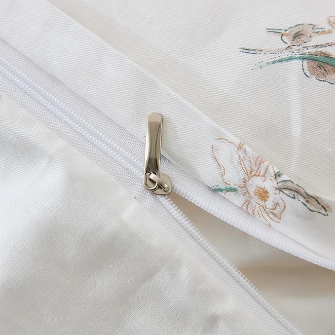 Duvet Cover Set King Size Vintage Style Garden Floral Duvet Cover 100% Cotton 3 Pcs Chic Floral Comforter Cover with Zipper Botanical Coquette Duvet Cover Set Ultra Soft & Breathable