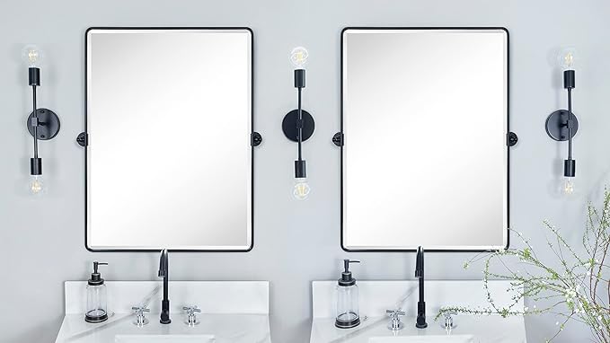 TEHOME Pivot Mirror Oil Rubbed Bronze Tilt Mirror Large Metal Framed Rectangle Tilting Beveled Vanity Mirrors for Wall, Vertical Hanging, Overall 34.14 x 40 inches (Mirrror 30 x 40 inches)