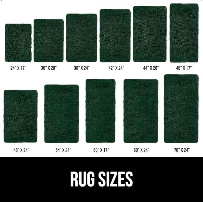GORILLA GRIP Bath Rug Mat 30x20, Thick Soft Absorbent Chenille, Quick Dry Microfiber Mats, Rubber Backing Washable Shower Floor Rugs, US Designed Bathroom Bathmat Home Decor Accessories, Hunter Green